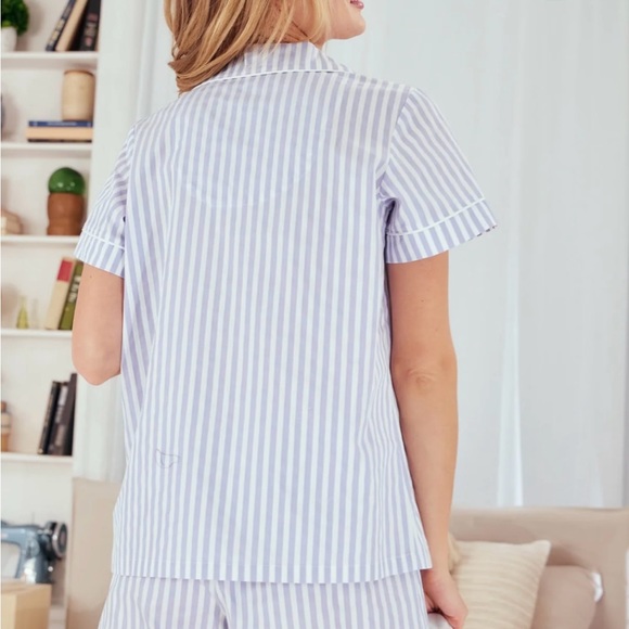 NWT BedHead Pajamas Striped Cotton Shorty Pajama Set. Blue and White. - Picture 2 of 10